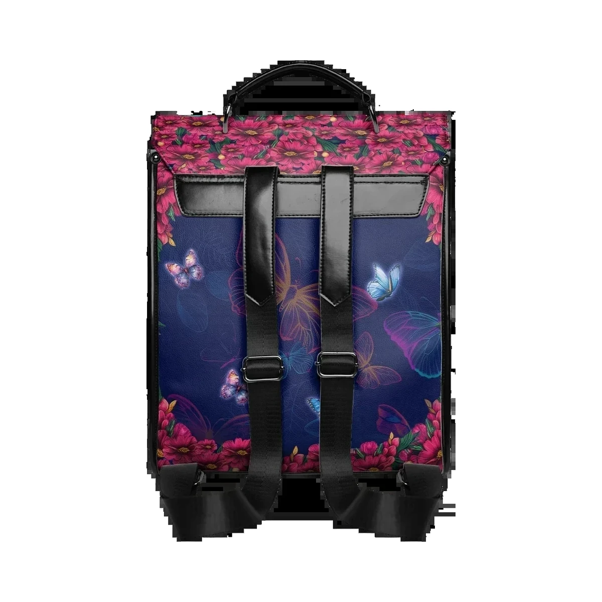 Printed leather backpack